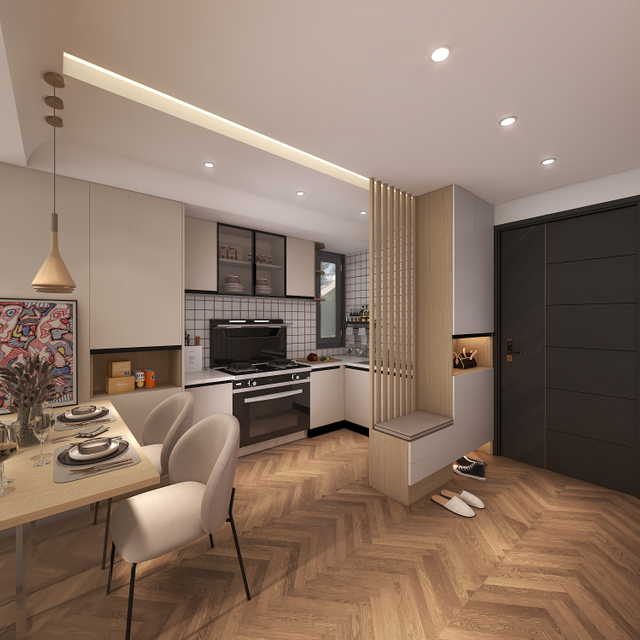 Light Color Warm Modern Style Living Room TV Cabinet