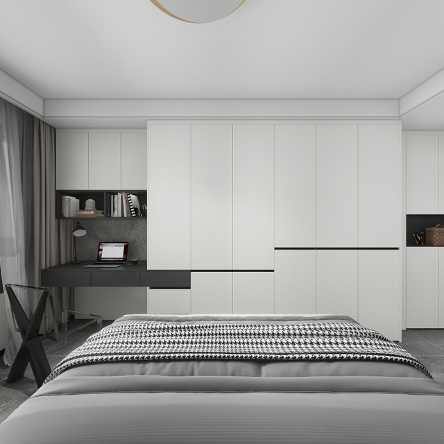 White Scheme Modern Storage Space Large Bedroom