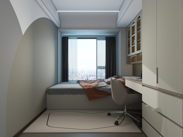 Modern White High Design Desk Wardrobe