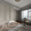 Light French White Wardrobe with Wood Grain Storage Cabinets