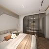 White Wardrobe Arc-shape Design Bedroom