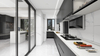 L-shaped Modern Black And White Minimalist Kitchen Cabinet