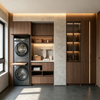 Modern Custom Balcony Laundry Cabinet Stacked Washer Dryer Storage Unit