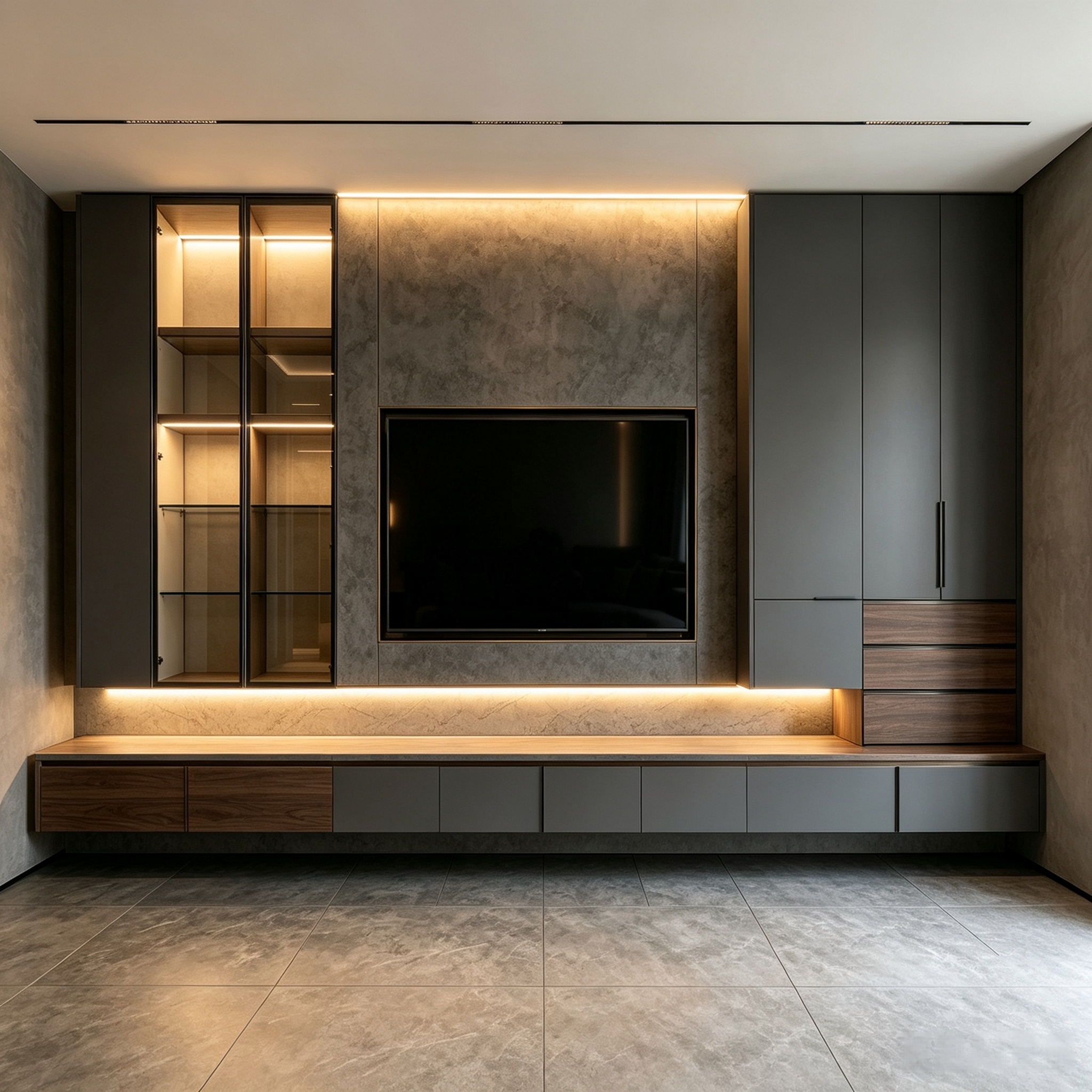 Floating Full‑wall TV Cabinet Premium Living Room Storage