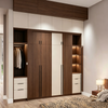 Modern Floor‑to‑ceiling Bedroom Wardrobe With Lit Open Niche Storage Closet