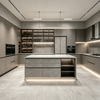 Custom Italian Minimalist Kitchen Cabinet with Island And Glass Wine Cabinet