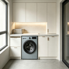 Custom Balcony Laundry Cabinet With Integrated Drawer Storage
