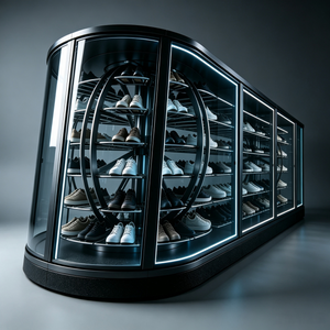 Custom Rotating Glass Shoe Display Cabinet