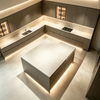 Luxury Grey Open Kitchen Cabinet With Central Island Customization