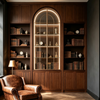 Vintage Arched Full‑wall Bookcase For Study Display