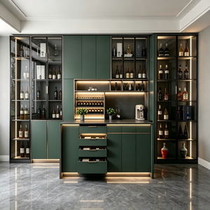 Full‑Wall Light‑Luxury Wine & Bar Cabinet