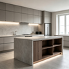 Minimalist Kitchen Cabinet With Central Island & Open Shelving