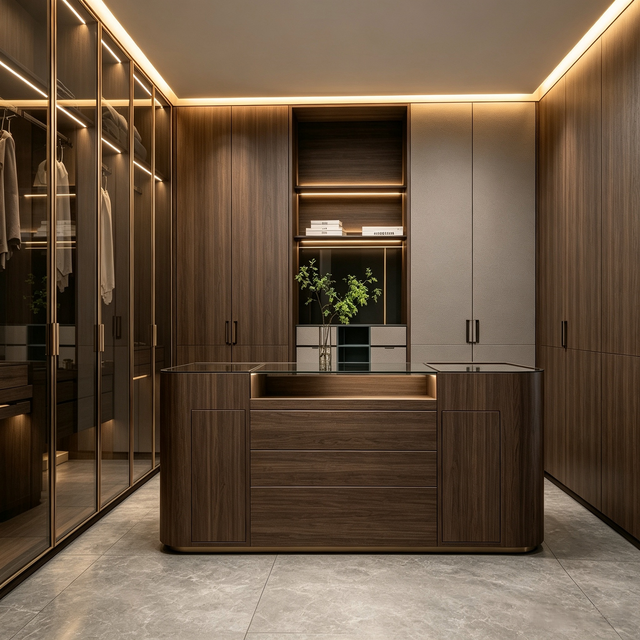 Custom Walk‑in Closet With Island Counter