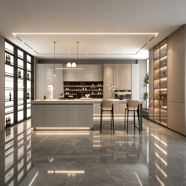 Luxury Custom Kitchen With Island Open‑Plan Integrated Cabinet