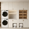 Full‑wall Integrated Laundry Cabinet For Washer‑dryer & Robot Vacuum
