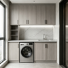 Custom Balcony Laundry Cabinet Integrated Washing Machine Storage