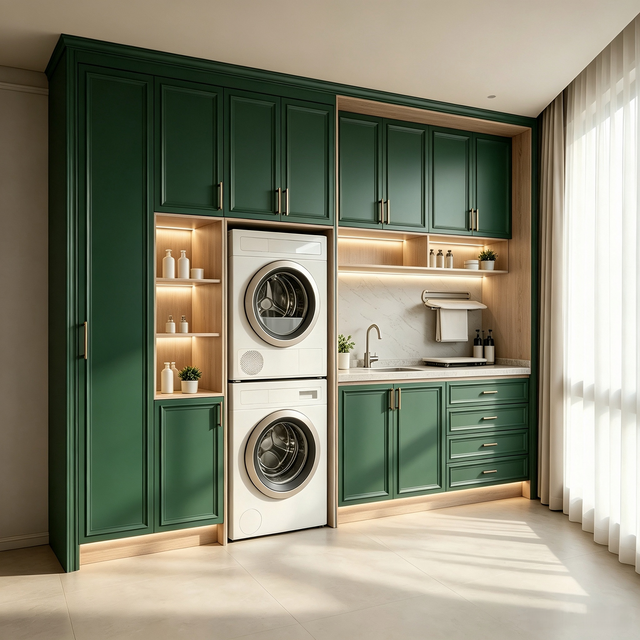 Custom French‑Style Laundry Room Storage