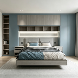 Custom Full‑wall Bedroom With Headboard Storage System