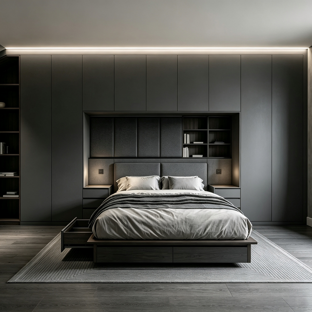 Full‑wall Bedroom Customization Integrated Storage Bed