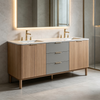 Luxury Freestanding Double Sink Vanity With Fluted Panel