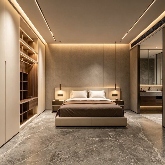 Modern Minimalist Integrated Master Bedroom Suite