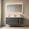 Wall‑hung Bathroom Vanity With LED Mirror Cabinet And Open Side Niche Storage