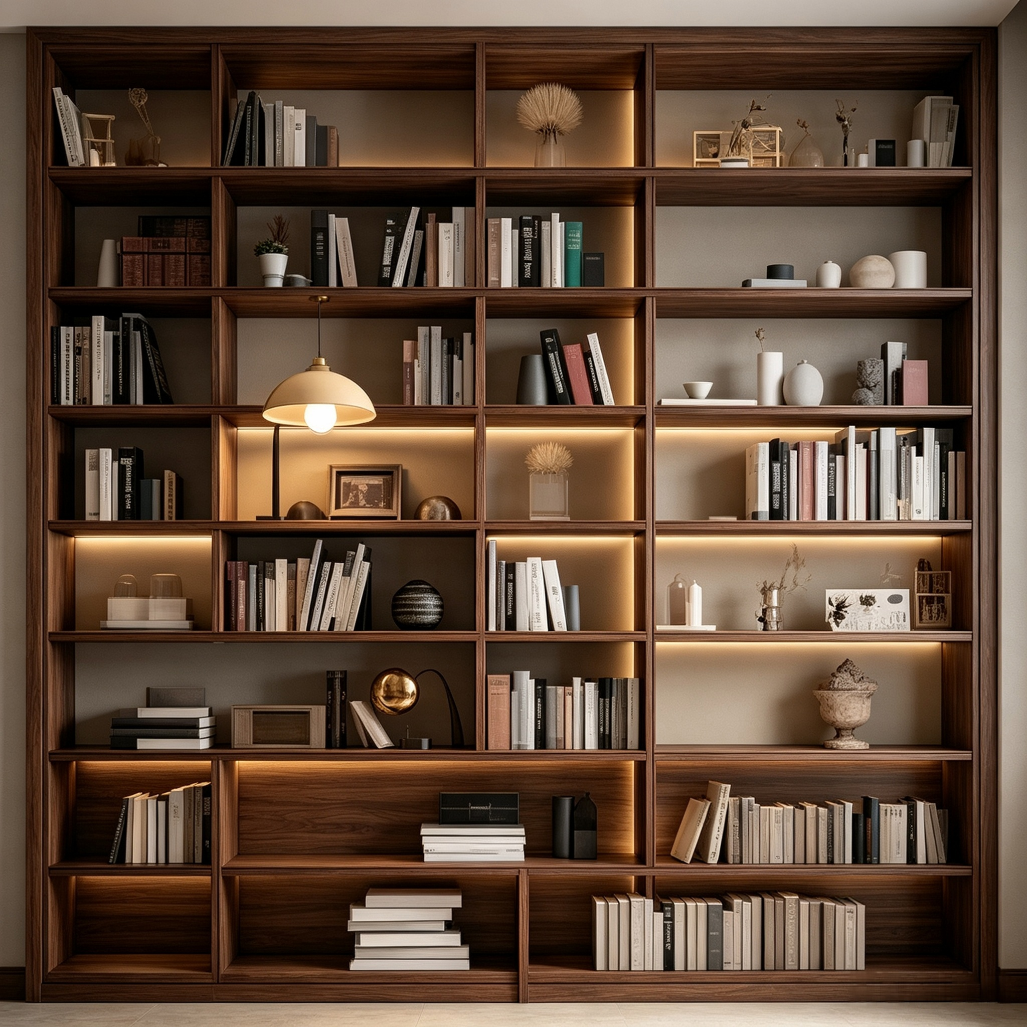 Modern Full‑wall Open Custom Bookcase