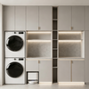 Full‑wall Integrated Laundry Cabinet For Washer‑dryer & Robot Vacuum