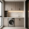 Custom Balcony Laundry Cabinet Integrated Washing Machine Storage