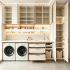 Cream Style Balcony Laundry Cabinet Custom Integrated Laundry Room Storage