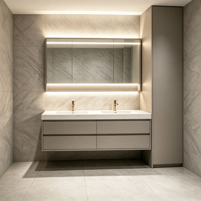 Floating Double Sink Vanity Custom Modern Minimalist Bathroom Cabinet