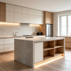 Minimalist Kitchen Cabinet With Central Island & Open Shelving