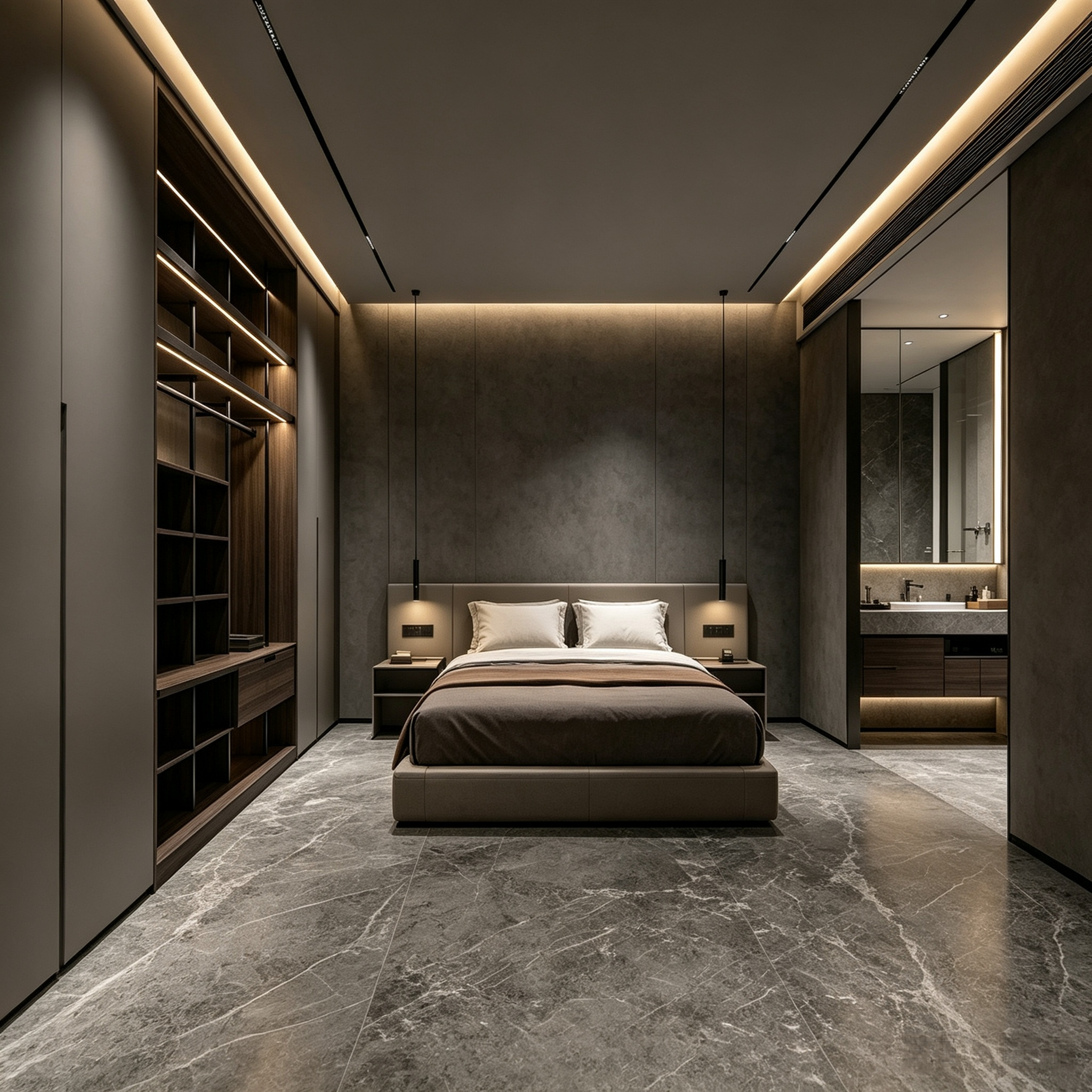 Modern Minimalist Integrated Master Bedroom Suite