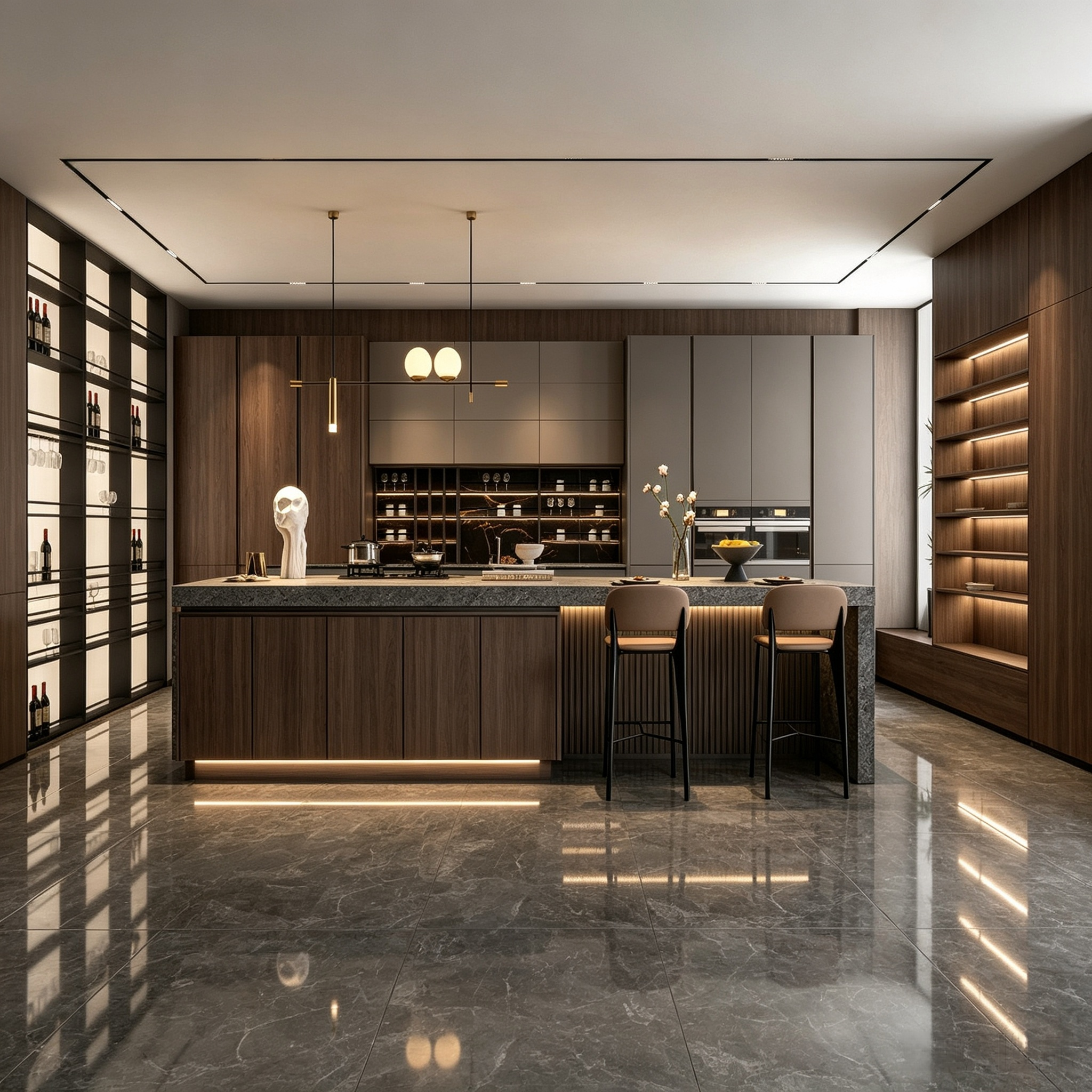 Luxury Custom Kitchen With Island Open‑Plan Integrated Cabinet