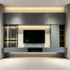 High‑ceiling Full‑wall Floating TV Cabinet Storage Background Wall For Tall Living Room