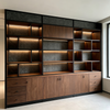 Full‑wall Custom Display Cabinet With Led Open Shelving