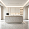 Italian Minimalist Kitchen Cabinet With Full Stone‑clad Island