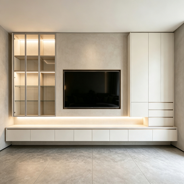 Floating Full‑wall TV Cabinet Premium Living Room Storage