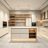 Custom Italian Minimalist Kitchen Cabinet with Island And Glass Wine Cabinet