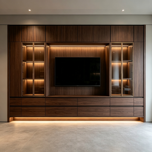 Full‑wall Custom TV Cabinet Integrated Storage and Display