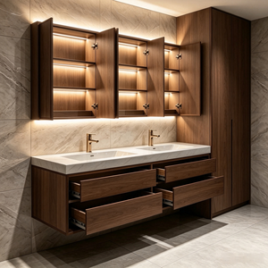 Floating Double Sink Vanity Custom Modern Minimalist Bathroom Cabinet