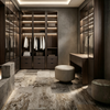 Symmetrical Glass Door Walk‑in Closet Integrated Dressing & Storage
