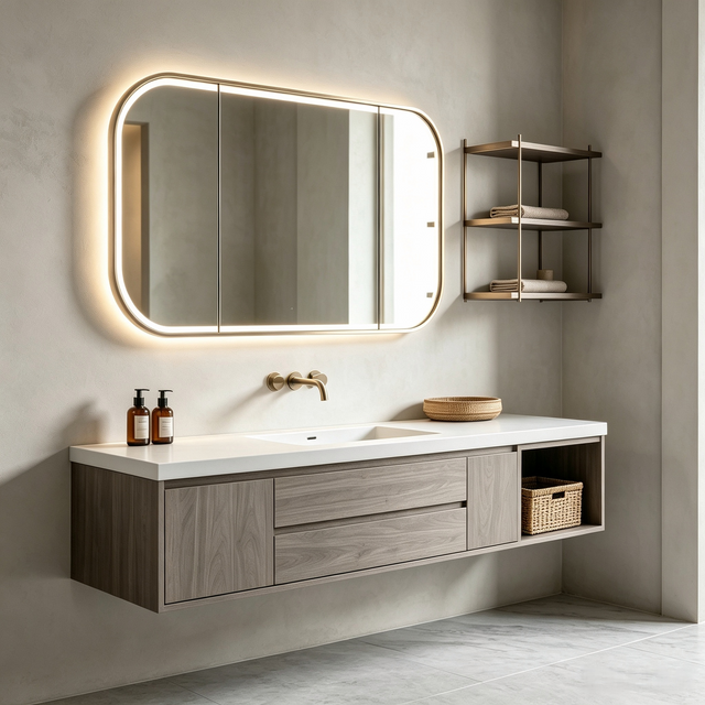 Wabi‑Sabi Floating Bathroom Vanity