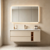 Wall‑hung Bathroom Vanity With LED Mirror Cabinet And Open Side Niche Storage