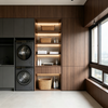 Custom Balcony Laundry Room Stacked Washer Dryer Sink Integrated Cabinet