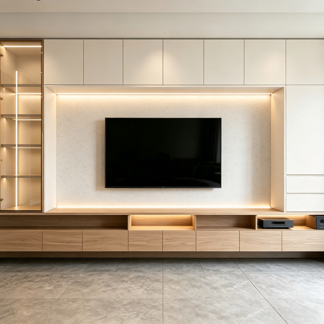 Full‑wall Built‑in TV Cabinet Audio‑video Integrated Living Room Background