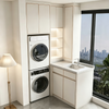 Modern L‑Shape Balcony Laundry Cabinet Washer‑dryer & Sink Combo