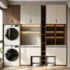 Full‑wall Integrated Laundry Cabinet For Washer‑dryer & Robot Vacuum