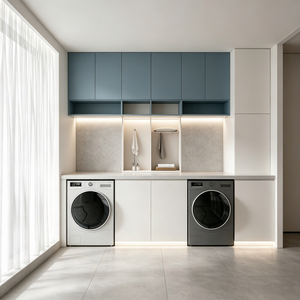 Custom Balcony Laundry Cabinet For Dual Machines
