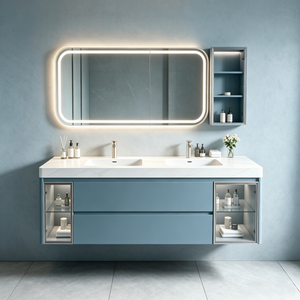 Multi‑color Floating Double‑Sink Bathroom Vanity 